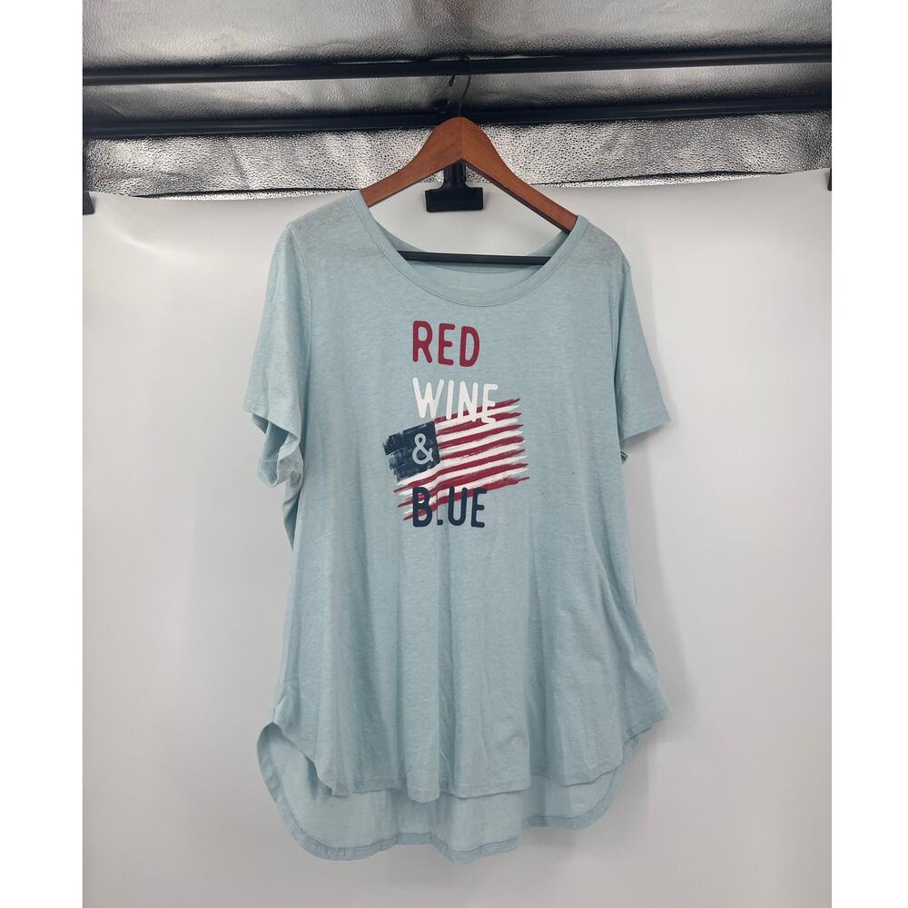 Lane Bryant womens 18/20 blue fourth of July Red Wine & Blue t shirt patriotic